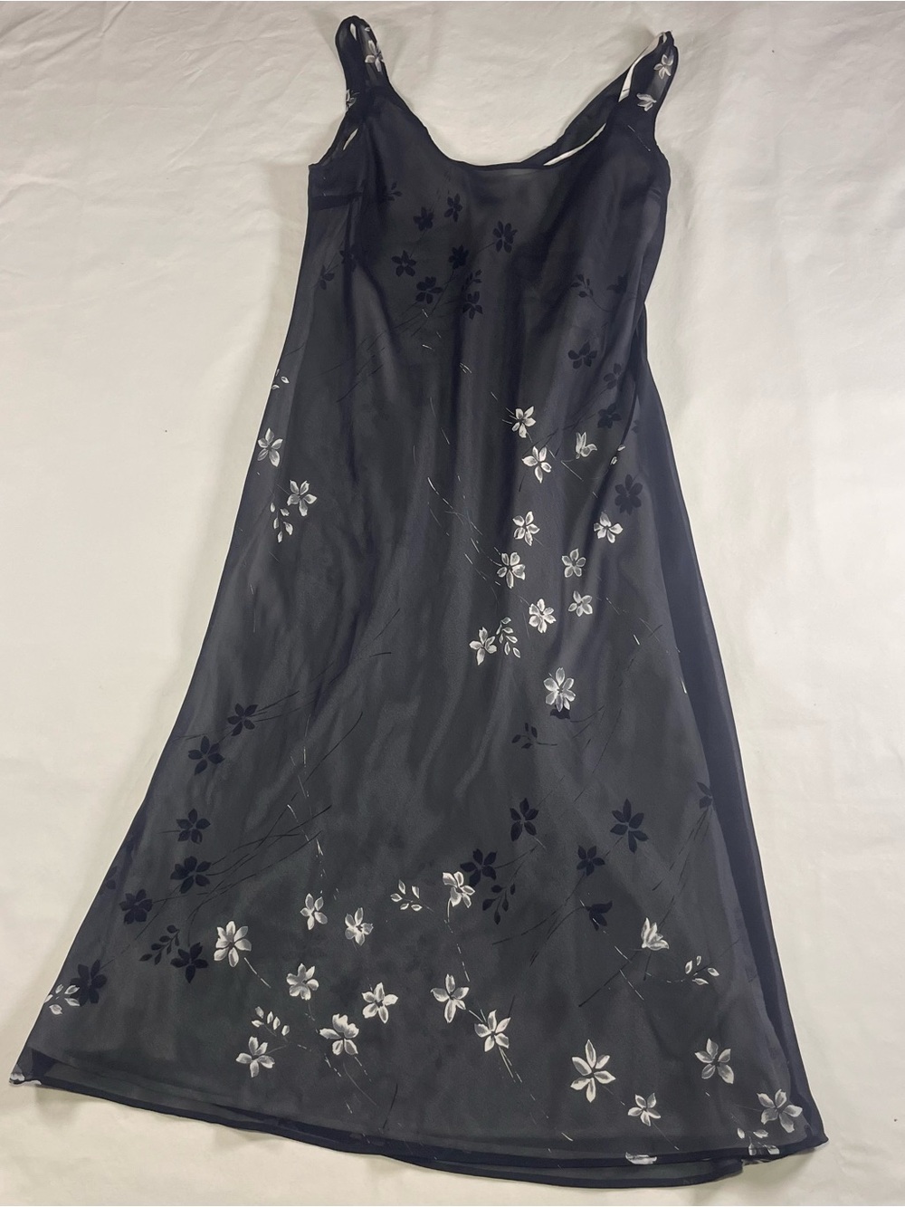 Evan-Picone Black/White Sheer Floral Sleeveless Scoop Neck Gown Size 6